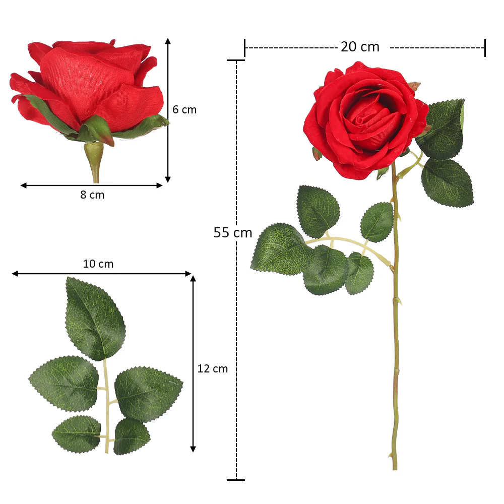 Realistic Faux Single Rose Stem Flower(without vase) - Image 8