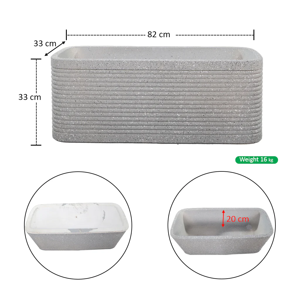 Rectangular Gray Lined Planter - Image 4