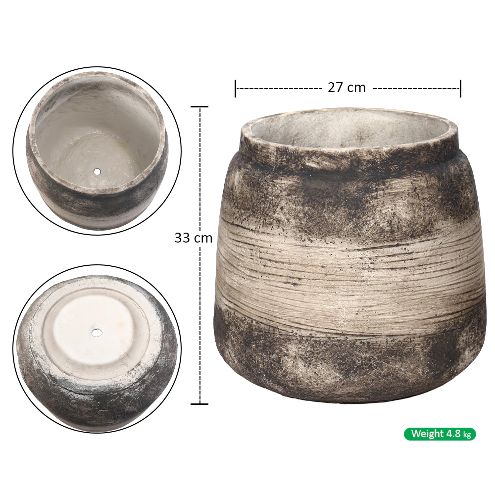 Retro Design Round Jar Shape Concrete Pot - Image 5
