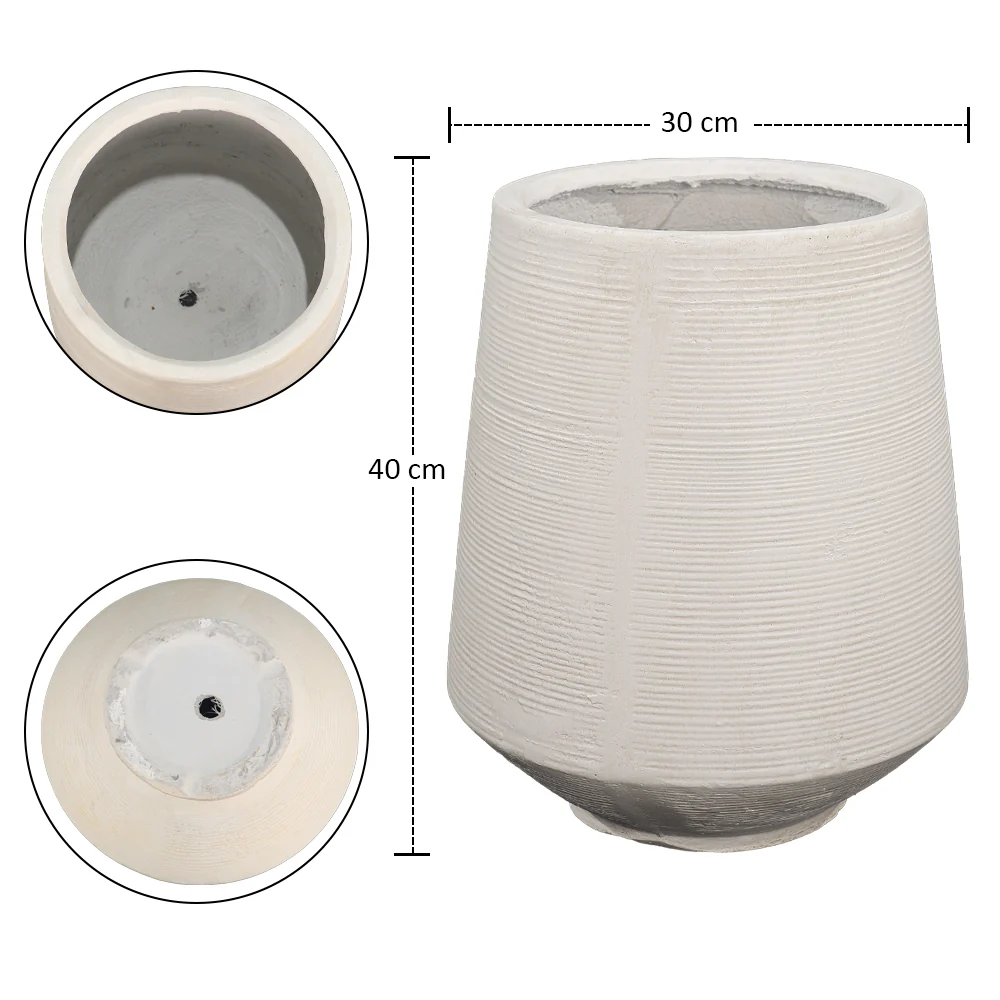 Ridged Design Concrete Pot - Image 2