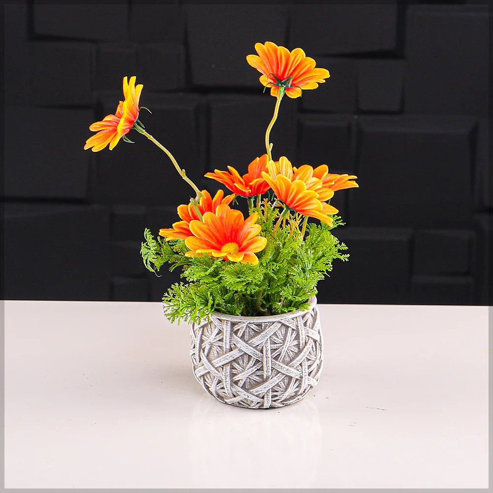 Round Basket Design Cement Vase - Image 3