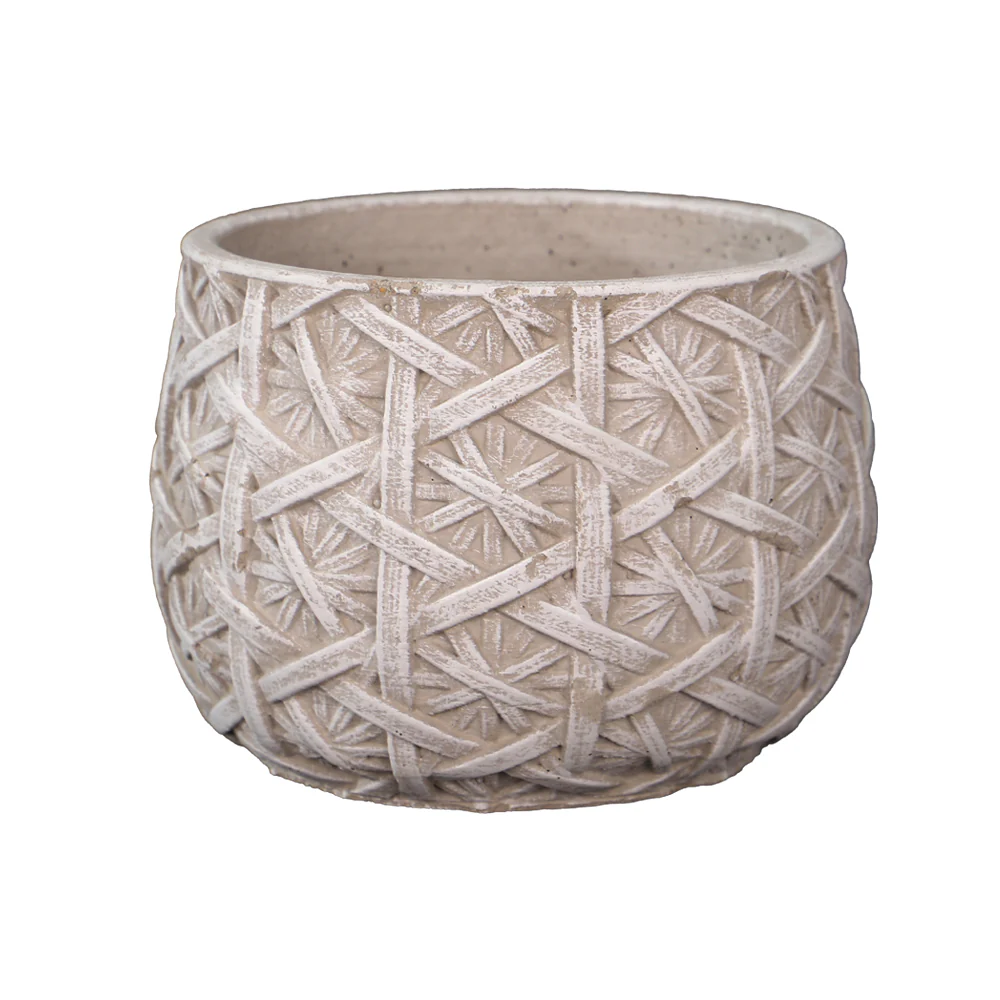 Round Basket Design Cement Vase - Image 4