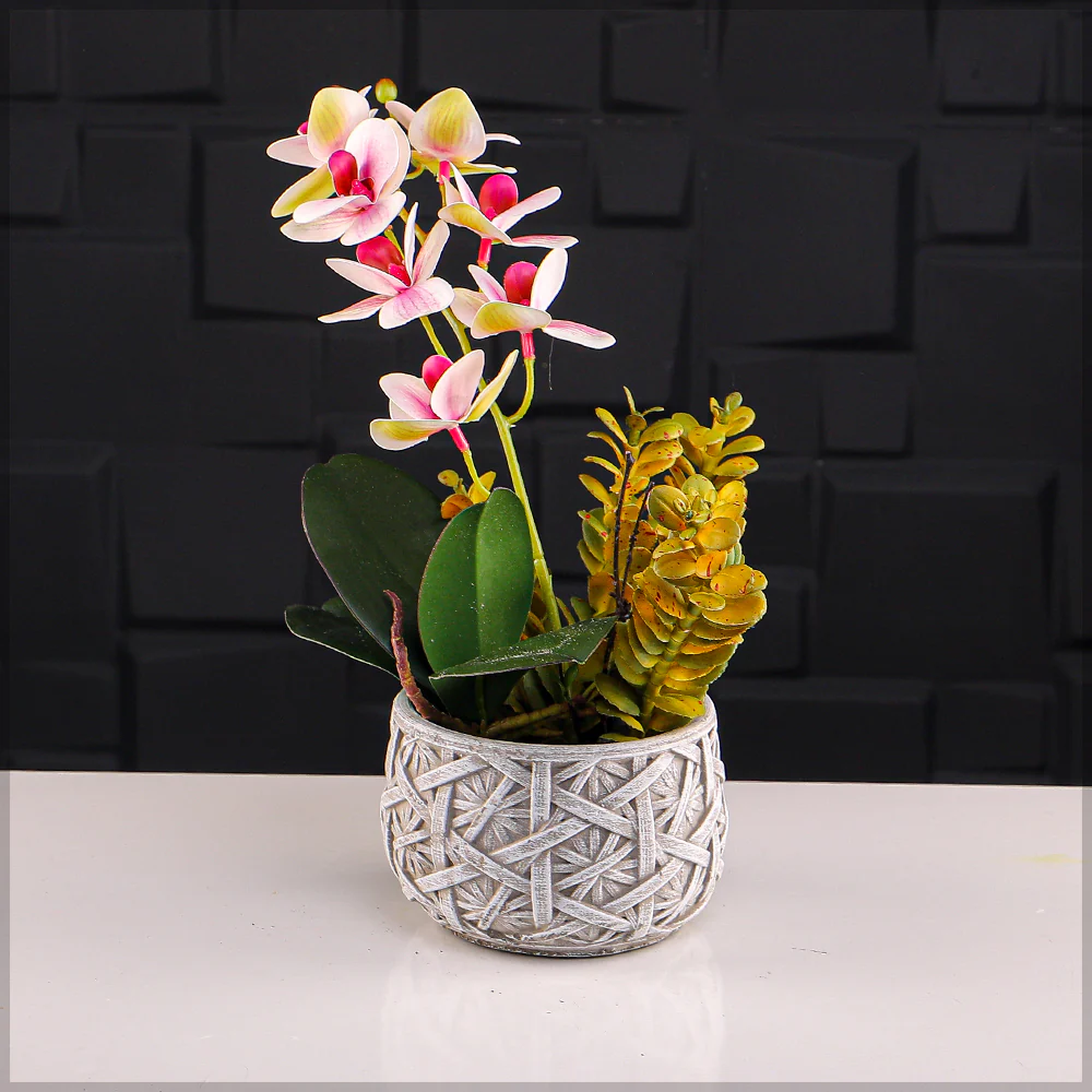 Round Basket Design Cement Vase - Image 6
