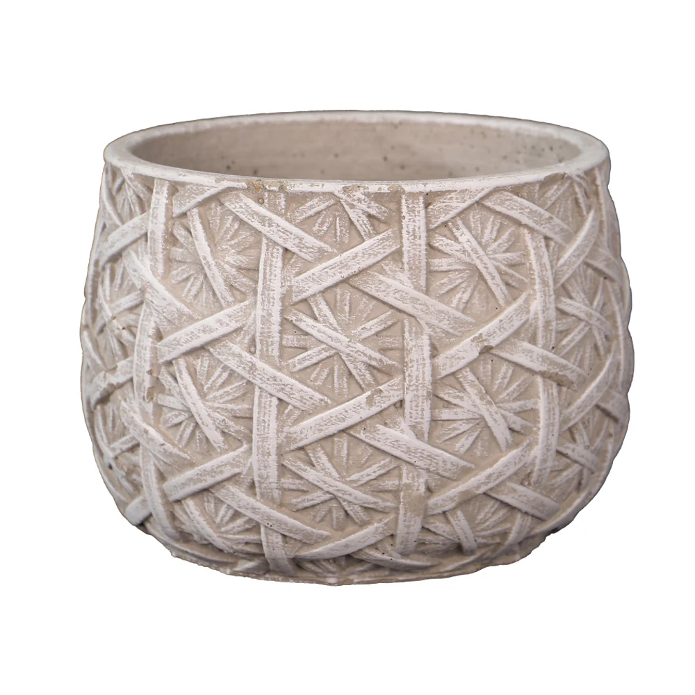Round Basket Design Cement Vase - Image 7