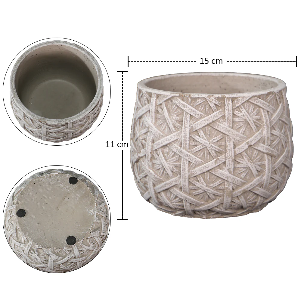 Round Basket Design Cement Vase - Image 8