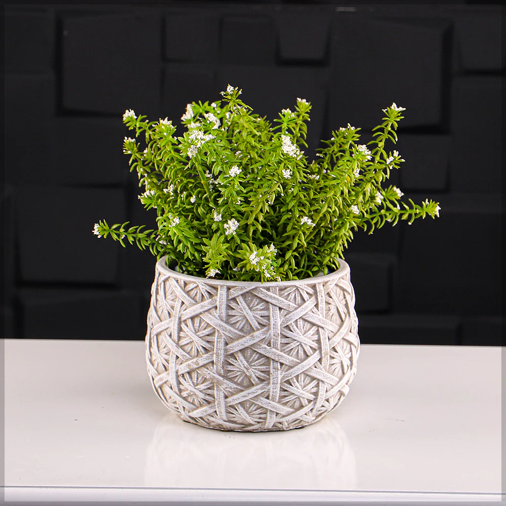 Round Basket Design Cement Vase - Image 9