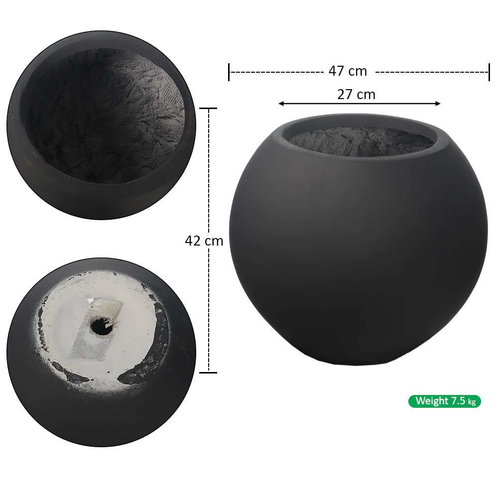 Round Black Concrete Planter - Image 6