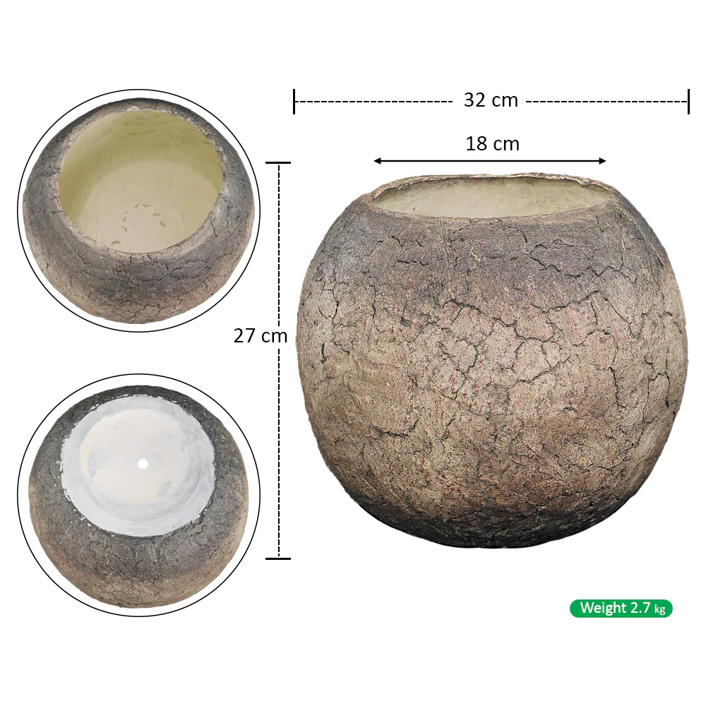 Round Cracks Design Concrete Pot - Image 2