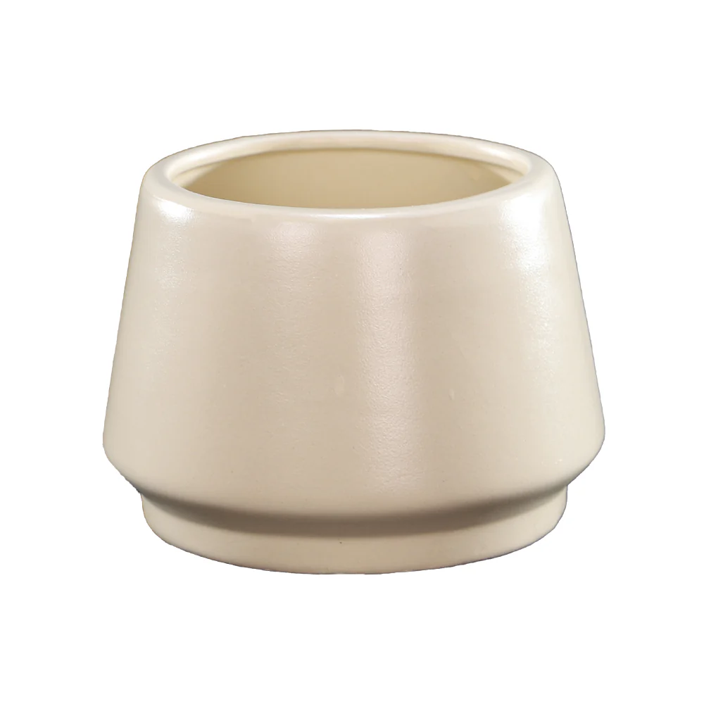 Round Cream Pattern Ceramic Pot