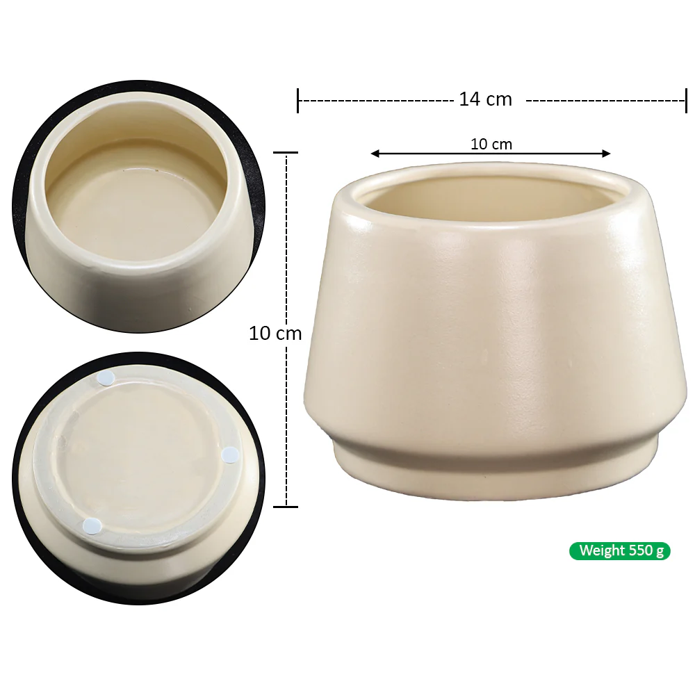 Round Cream Pattern Ceramic Pot - Image 2