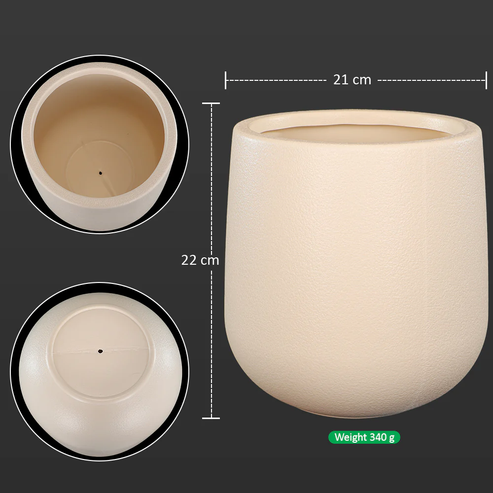 Round Cream Plastic Pot - Image 2