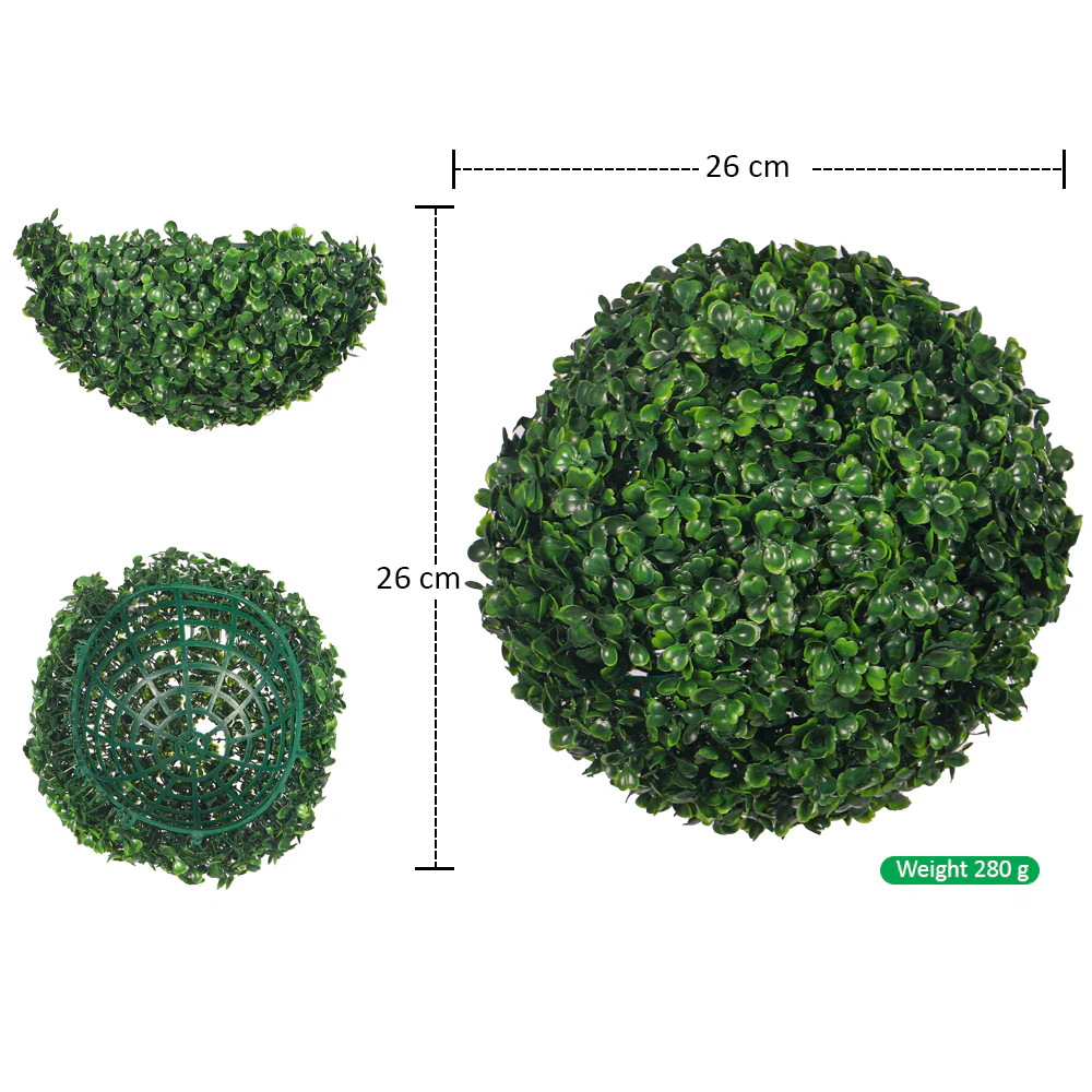 Round Faux Boxwood Decorative Ball - Image 2