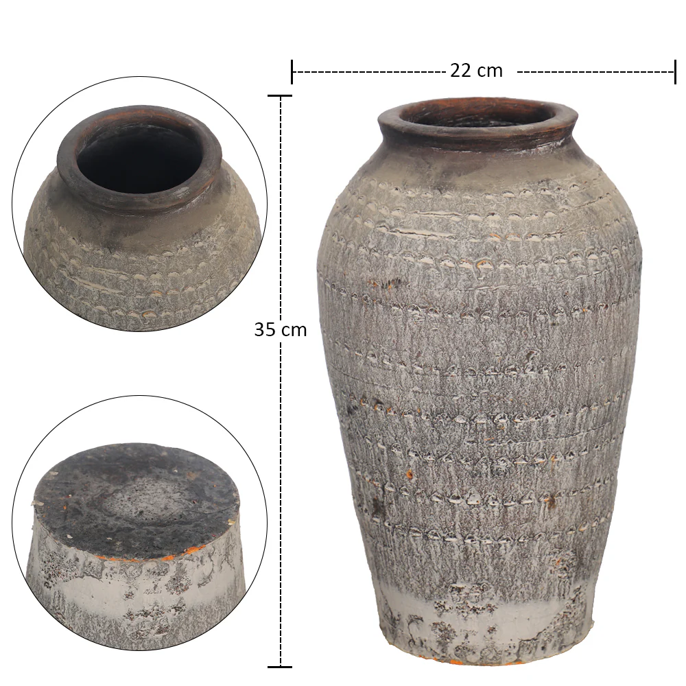 Round Gray Clay Pot - Image 3
