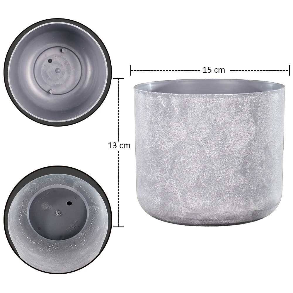 Round Gray Plastic Pot - Image 8