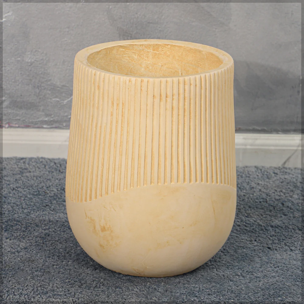 Round Lined Magnesium Oxide Planter