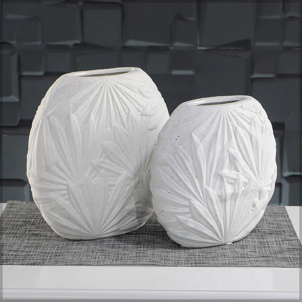 Round Palm Leave Design Ceramic Vase(Leaves not yet incuded) - Image 7