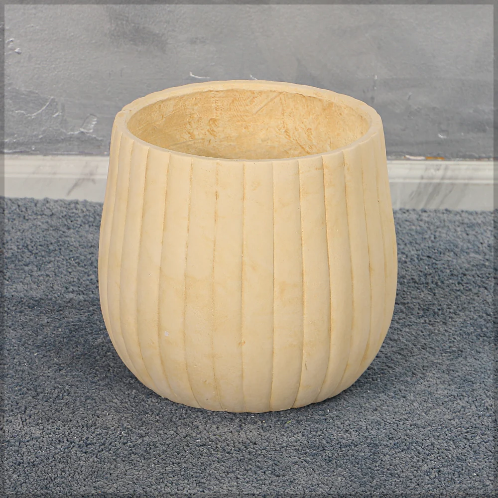 Round Ribbed Concrete Planter