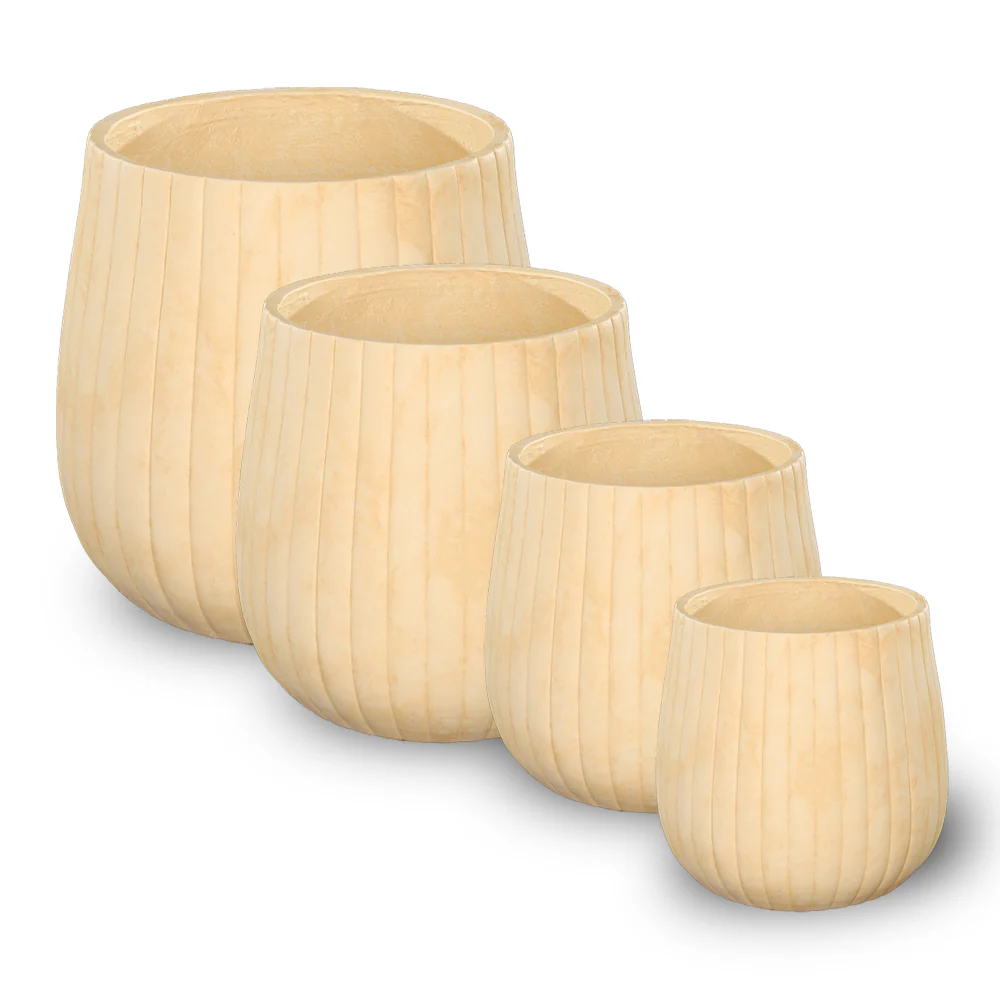 Round Ribbed Concrete Planter - Image 5