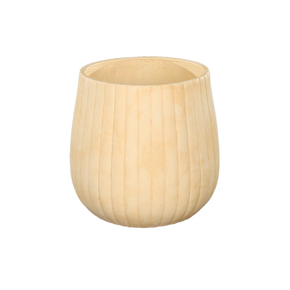 Round Ribbed Concrete Planter - Image 8