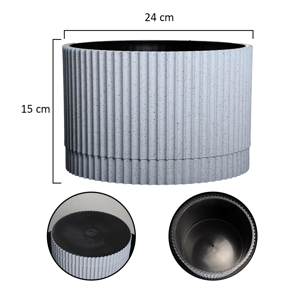 Round Ribbed Plastic Pot - Image 2