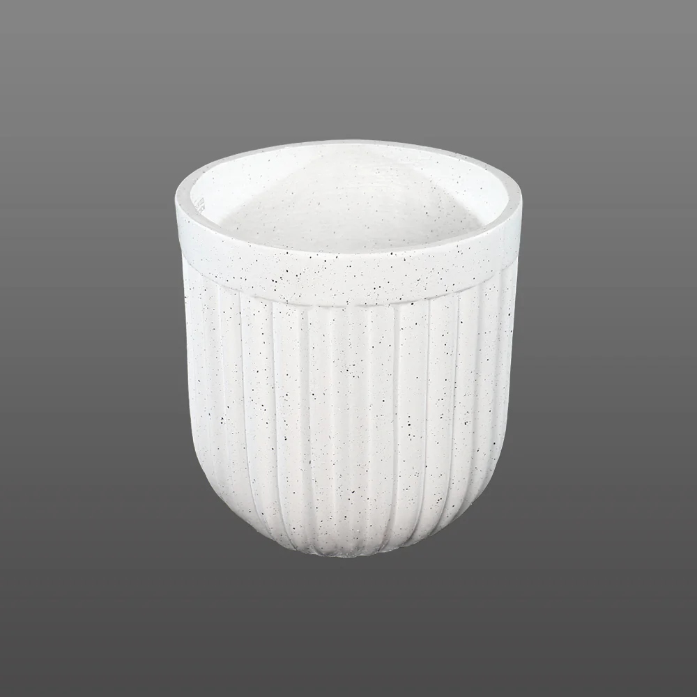 Round White Concrete Plant Pot