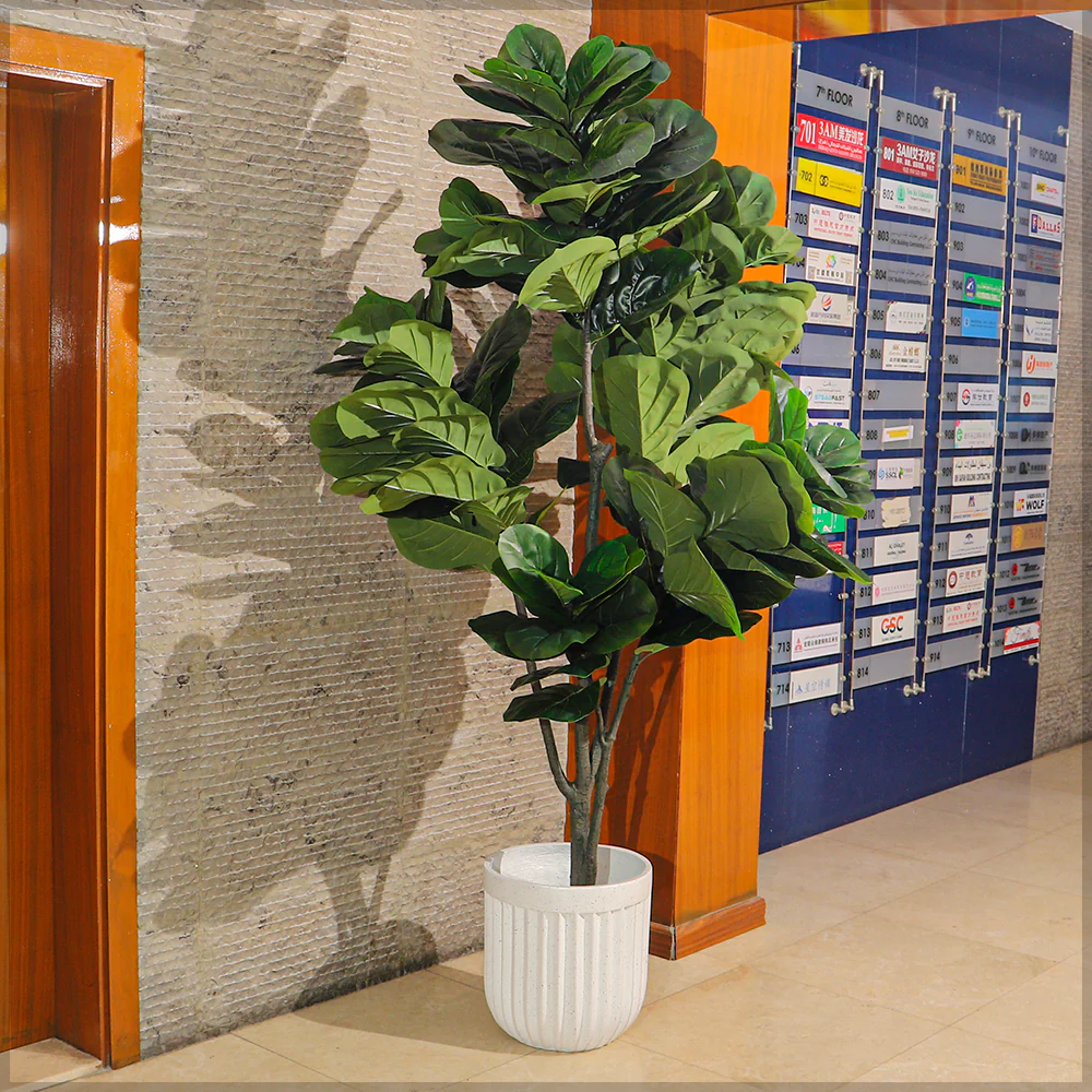 Round White Concrete Plant Pot - Image 9