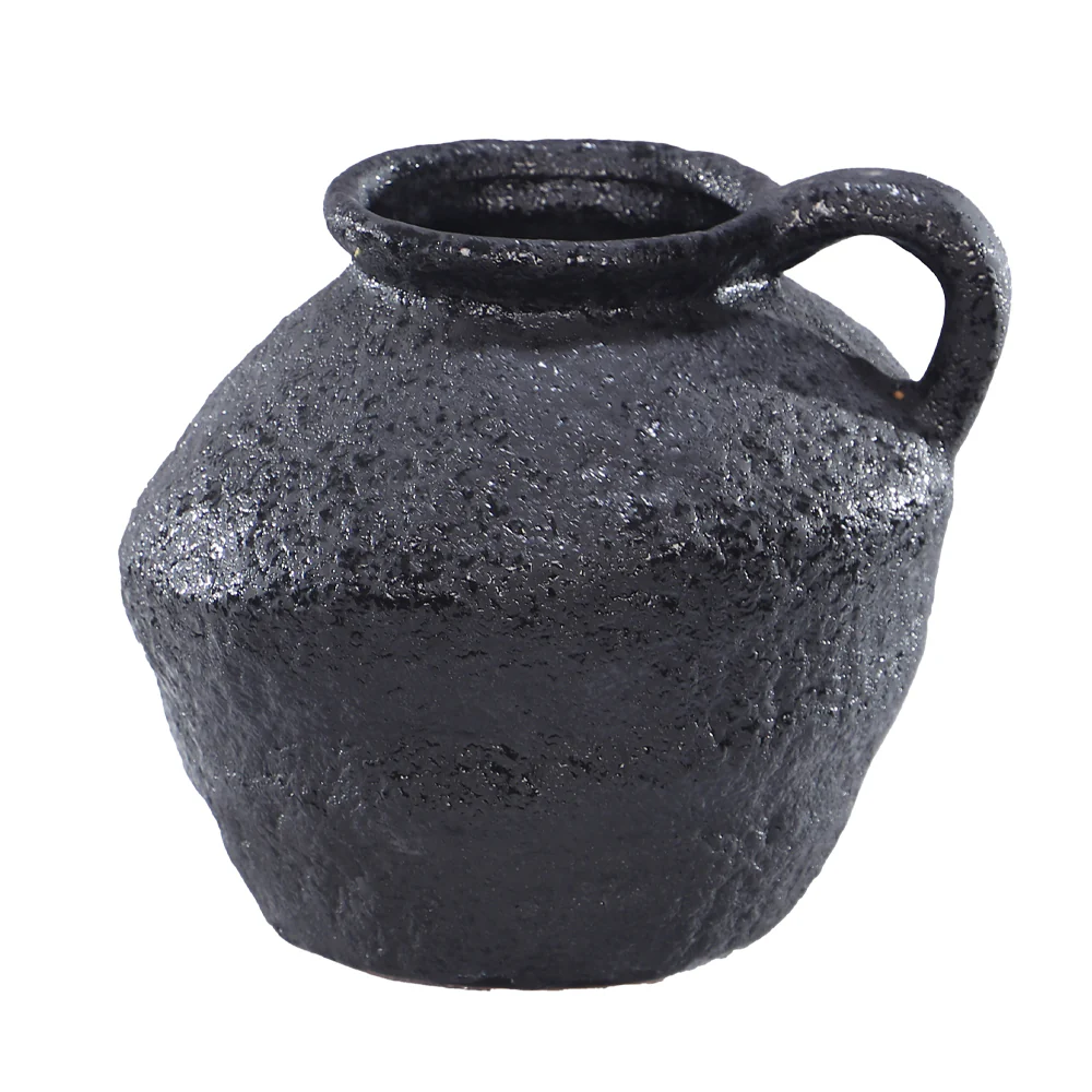 Rustic Black Ceramic Pot