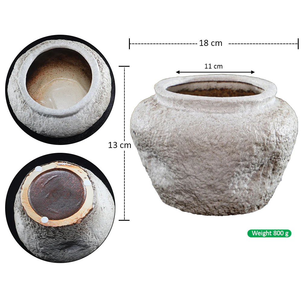 Rustic Ceramic Circular Flower Vase - Image 2