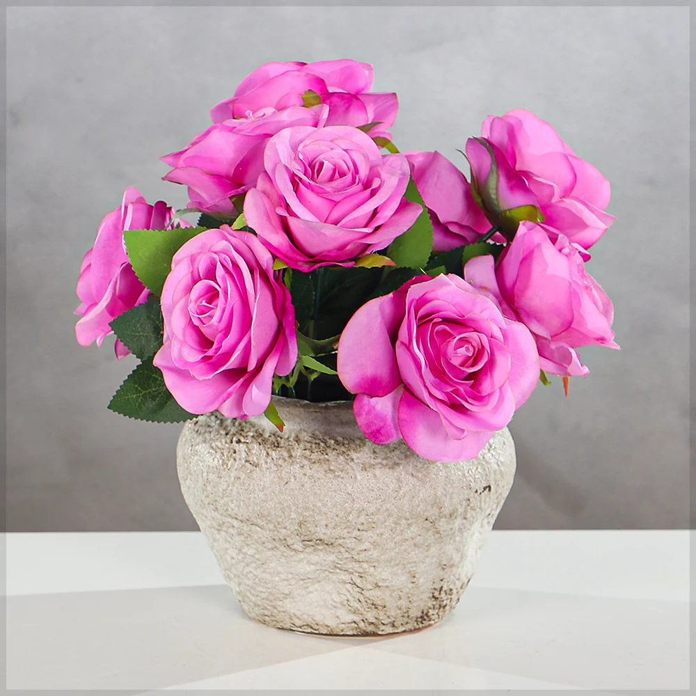 Rustic Ceramic Circular Flower Vase - Image 3