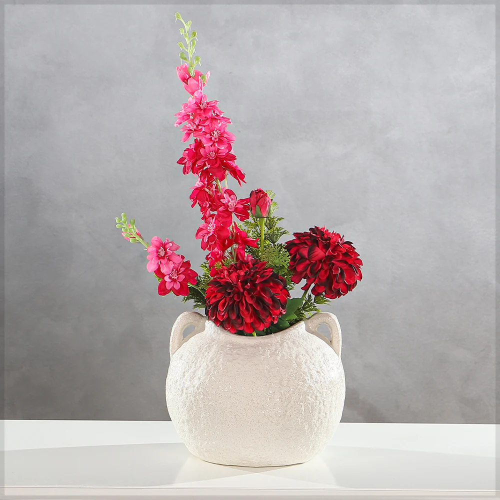 Rustic Textured Ceramic Vase - Image 3