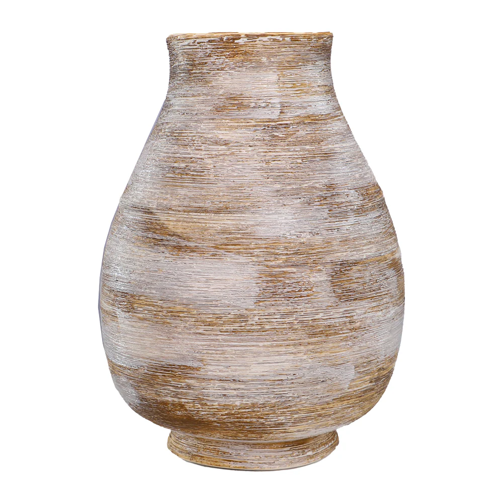 Rustic White Brown Ceramic Vase - Image 7