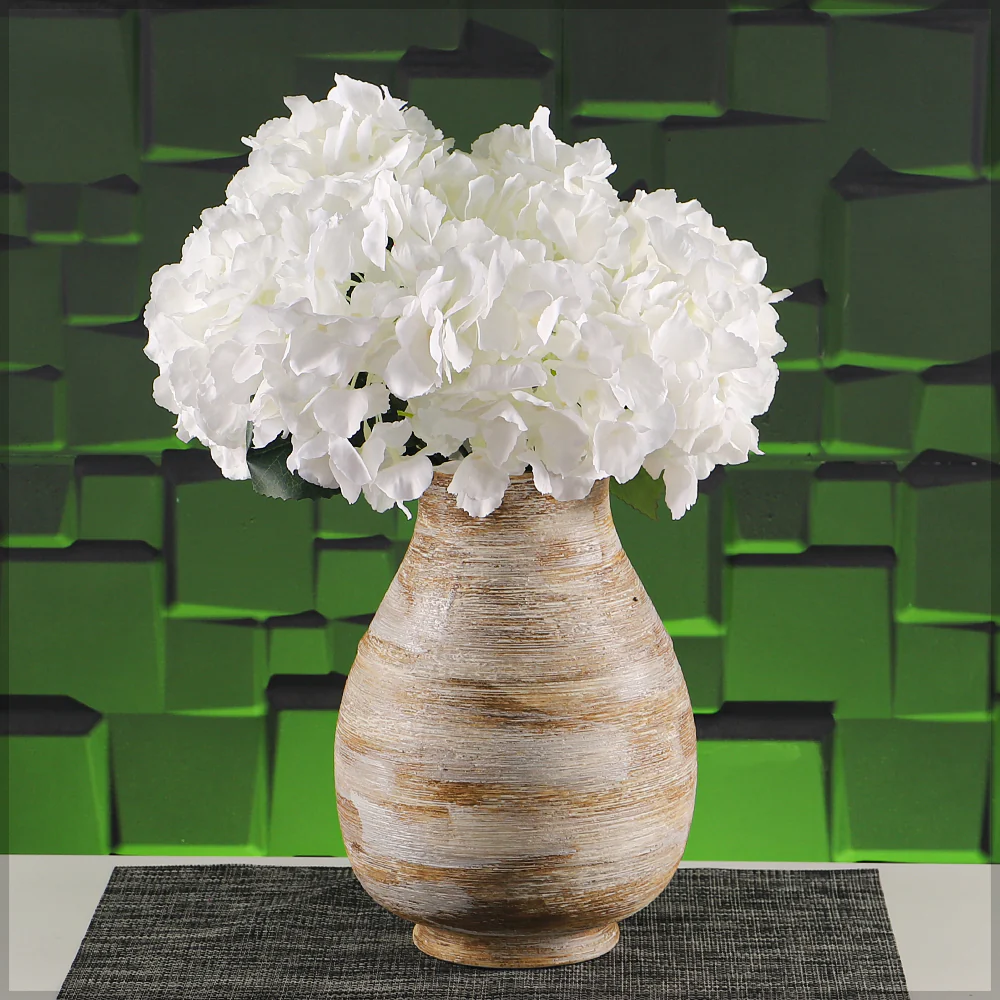 Rustic White Brown Ceramic Vase - Image 9