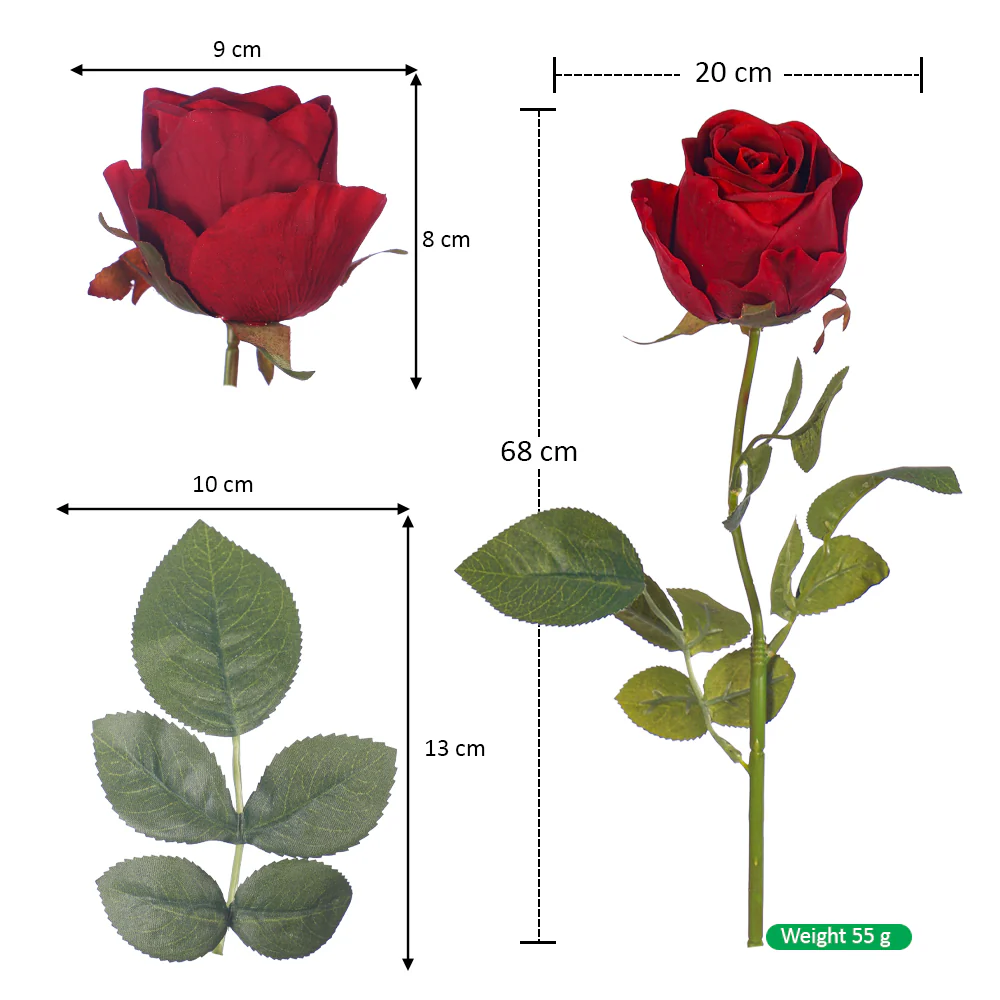 Single Stem Artificial Red Roses - Image 2