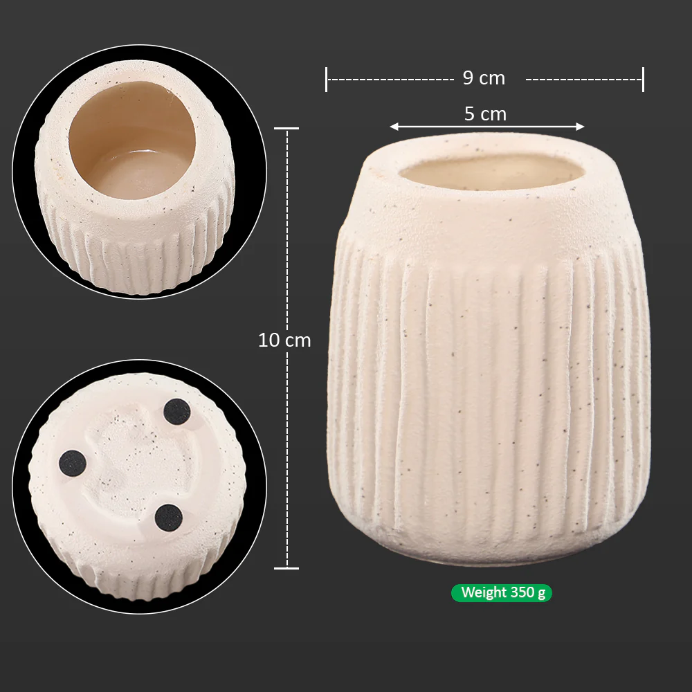 Small Ribbed Ceramic Vase - Image 2