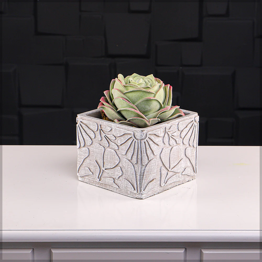 Square Cement Decorative Vase - Image 3