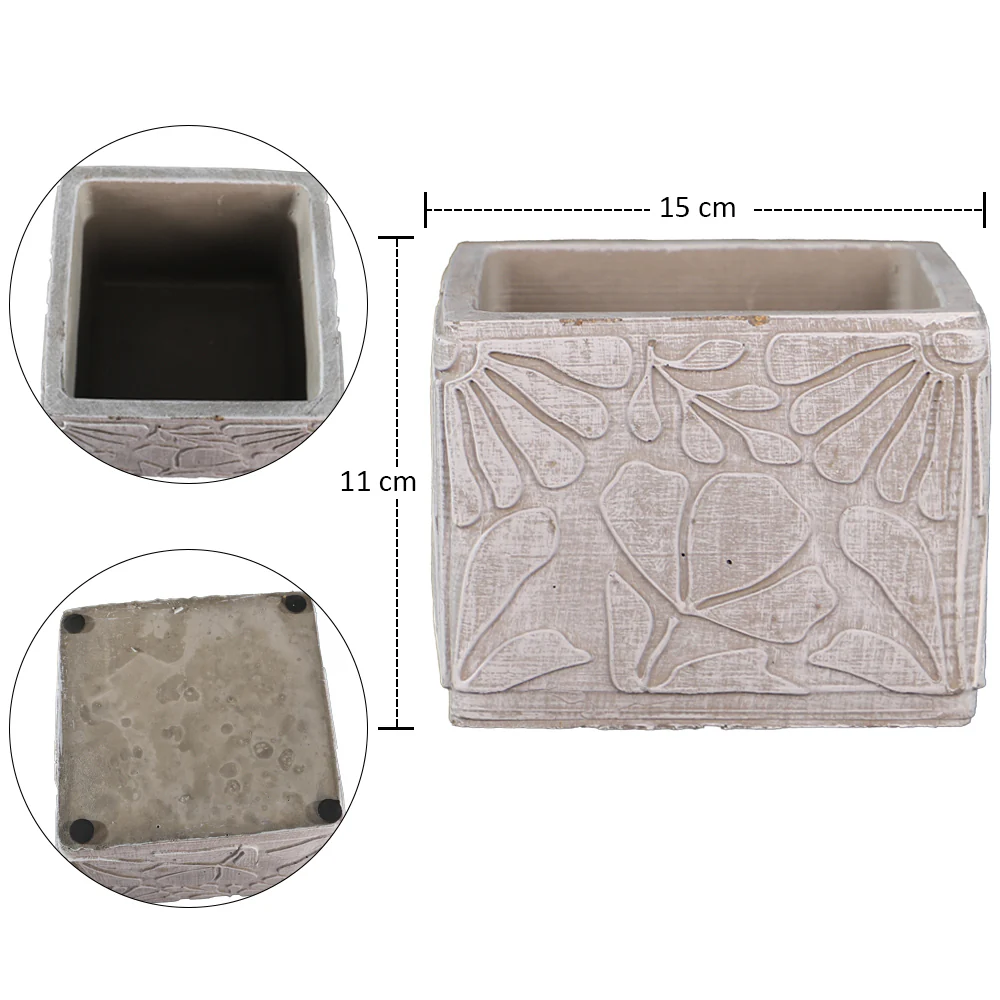 Square Cement Decorative Vase - Image 5
