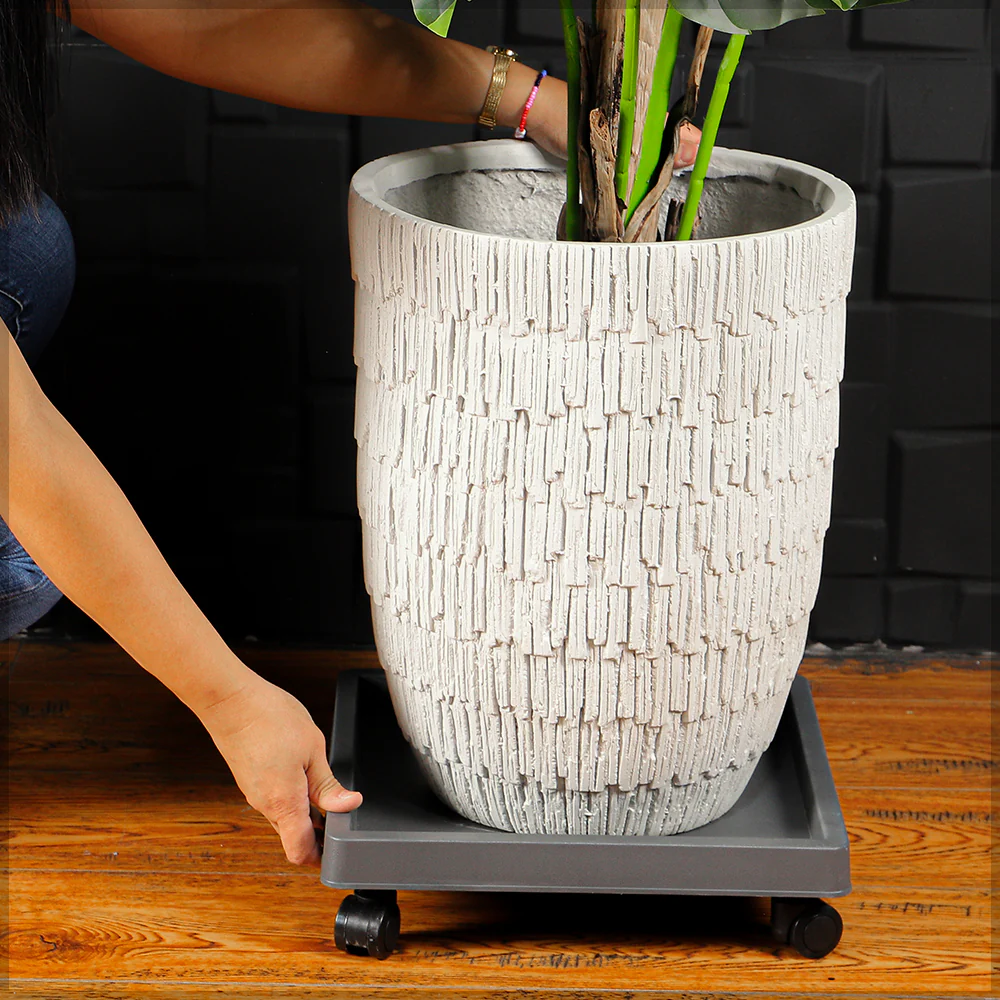 Square Plastic Plant Caddy with Wheels - Image 17