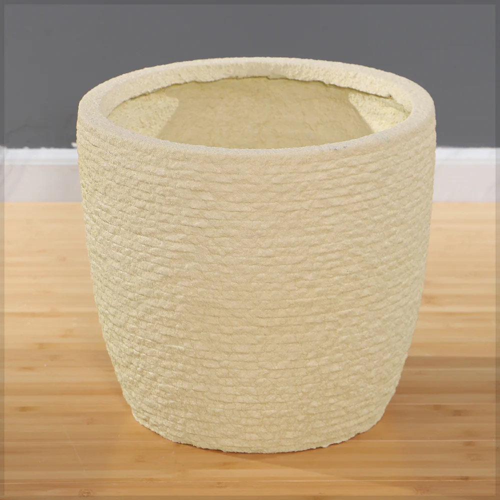 Textured Beige Concrete Planter Pot