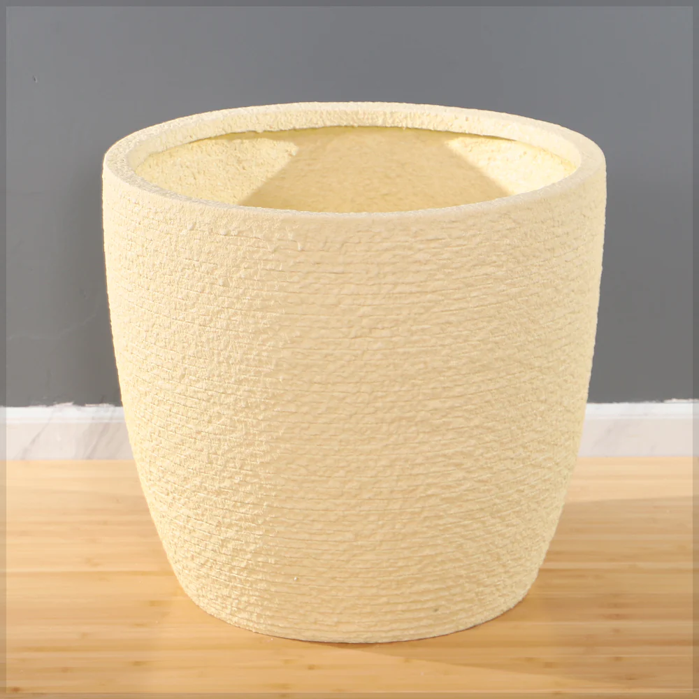 Textured Beige Concrete Planter Pot - Image 11