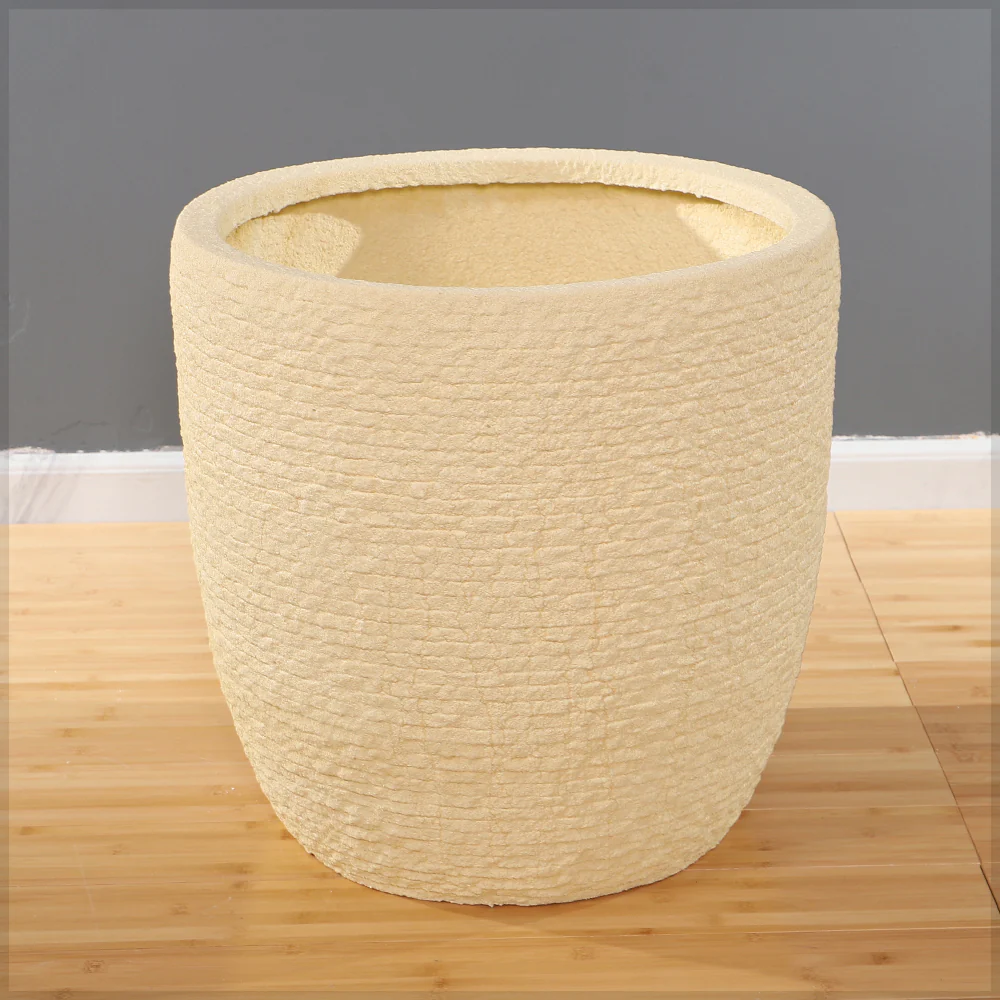 Textured Beige Concrete Planter Pot - Image 6