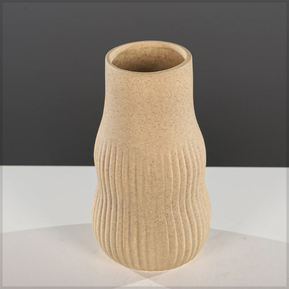 Textured Ribbed Ceramic Vase