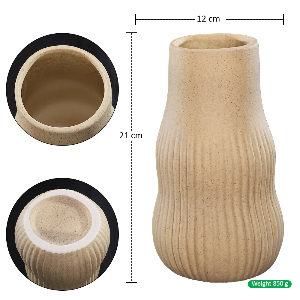 Textured Ribbed Ceramic Vase - Image 2