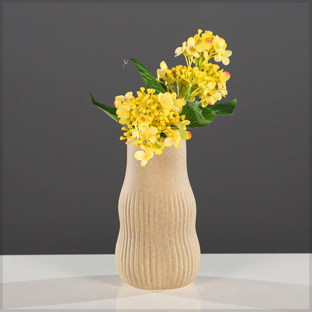 Textured Ribbed Ceramic Vase - Image 4