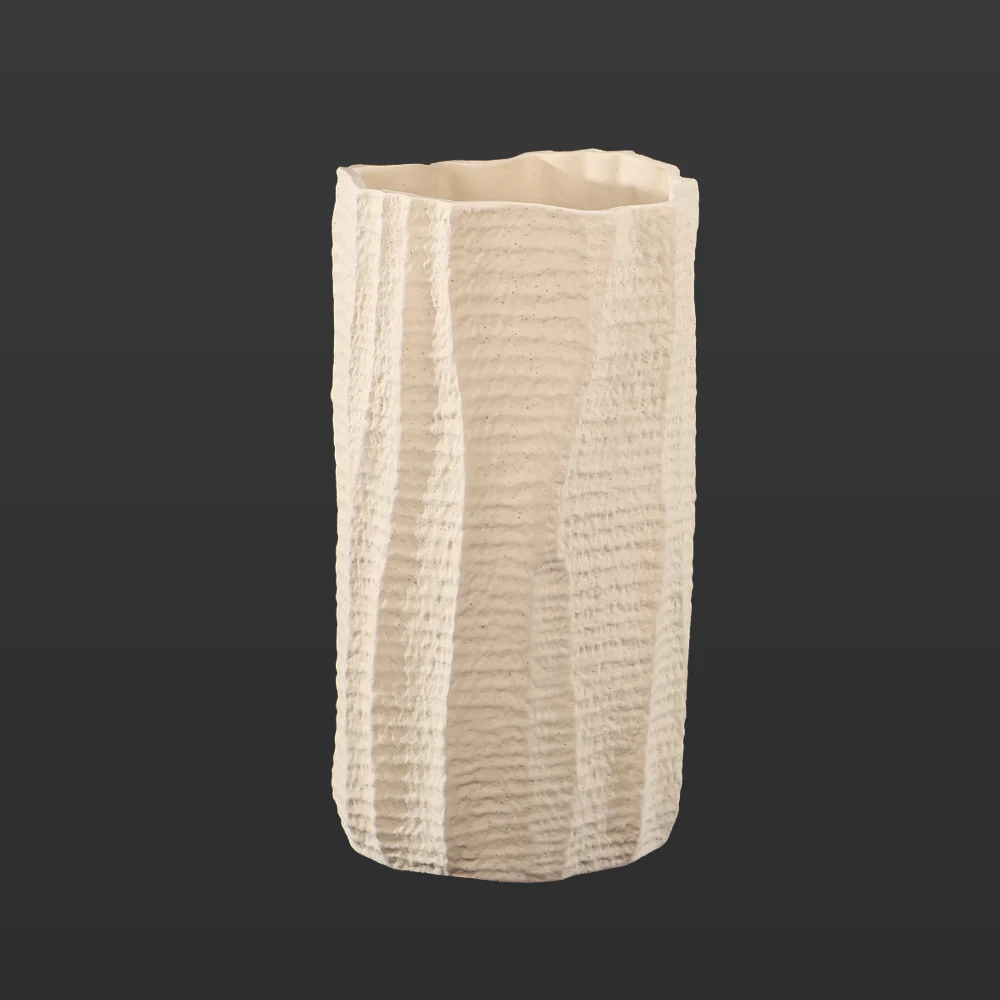 Tree Bark Textured Ceramic Vase