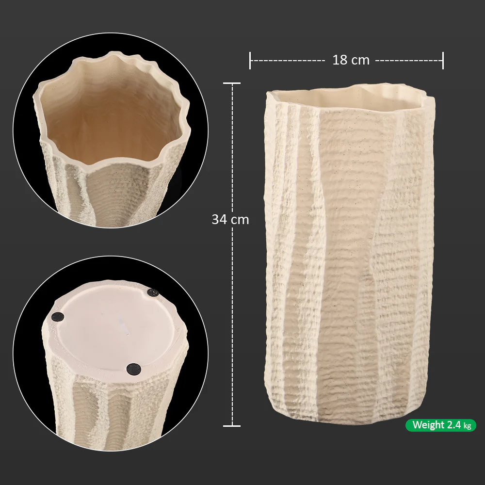 Tree Bark Textured Ceramic Vase - Image 5