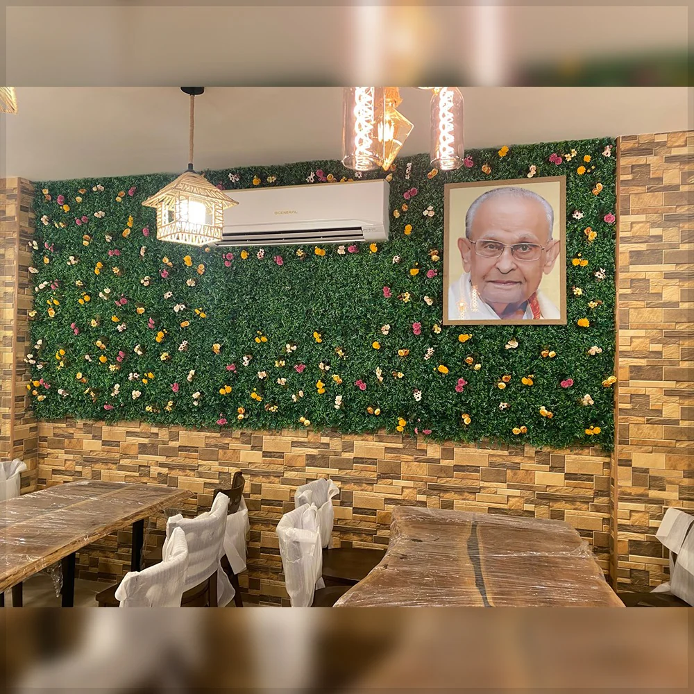 Vibrant Blooming Sanctuary with Green Wall Flower Accents for display purposes only (non-sale)