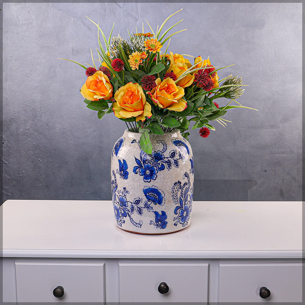 Vintage Blue and White Ceramic Chinese Vase - Image 3