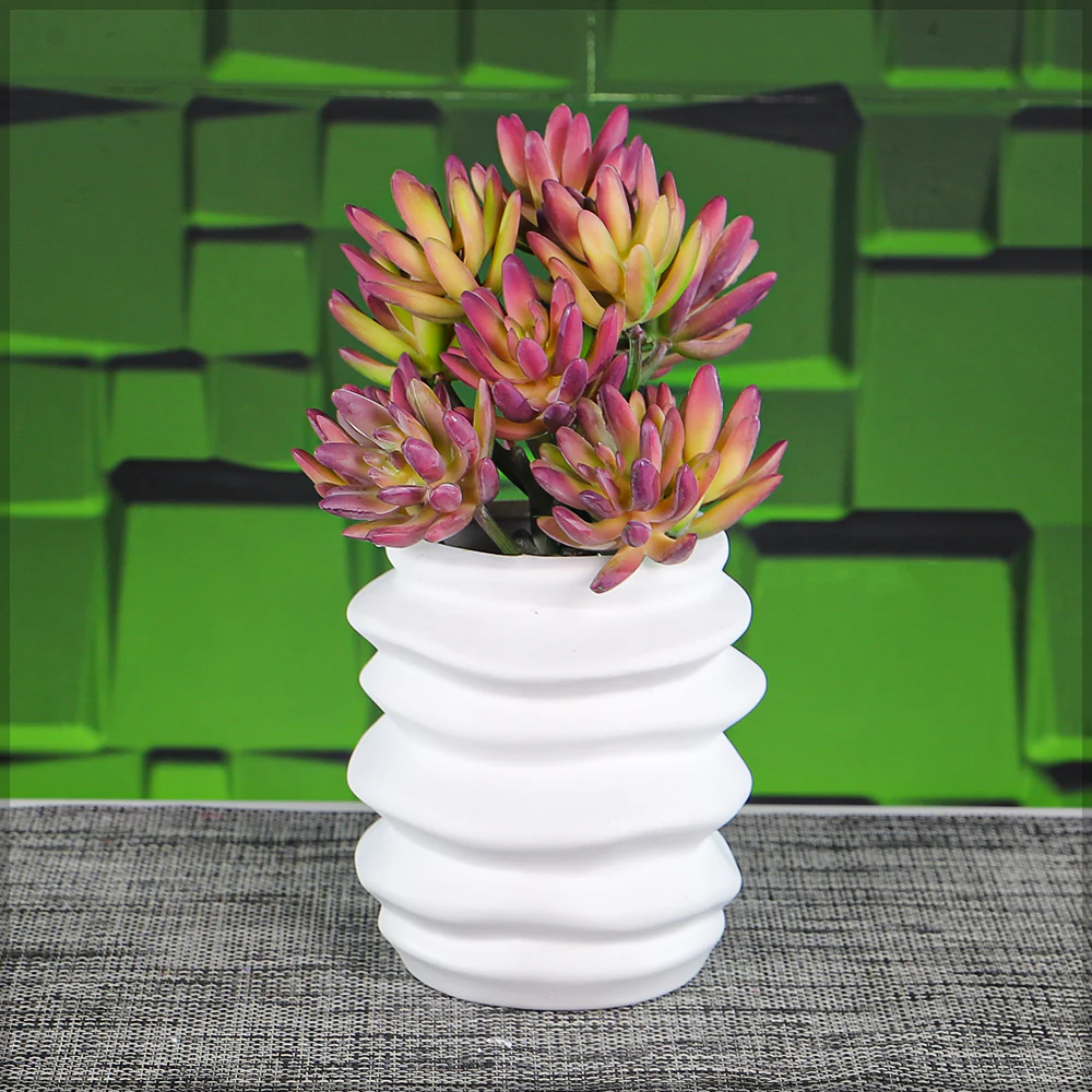 Wave Design White Ceramic Vase - Image 4