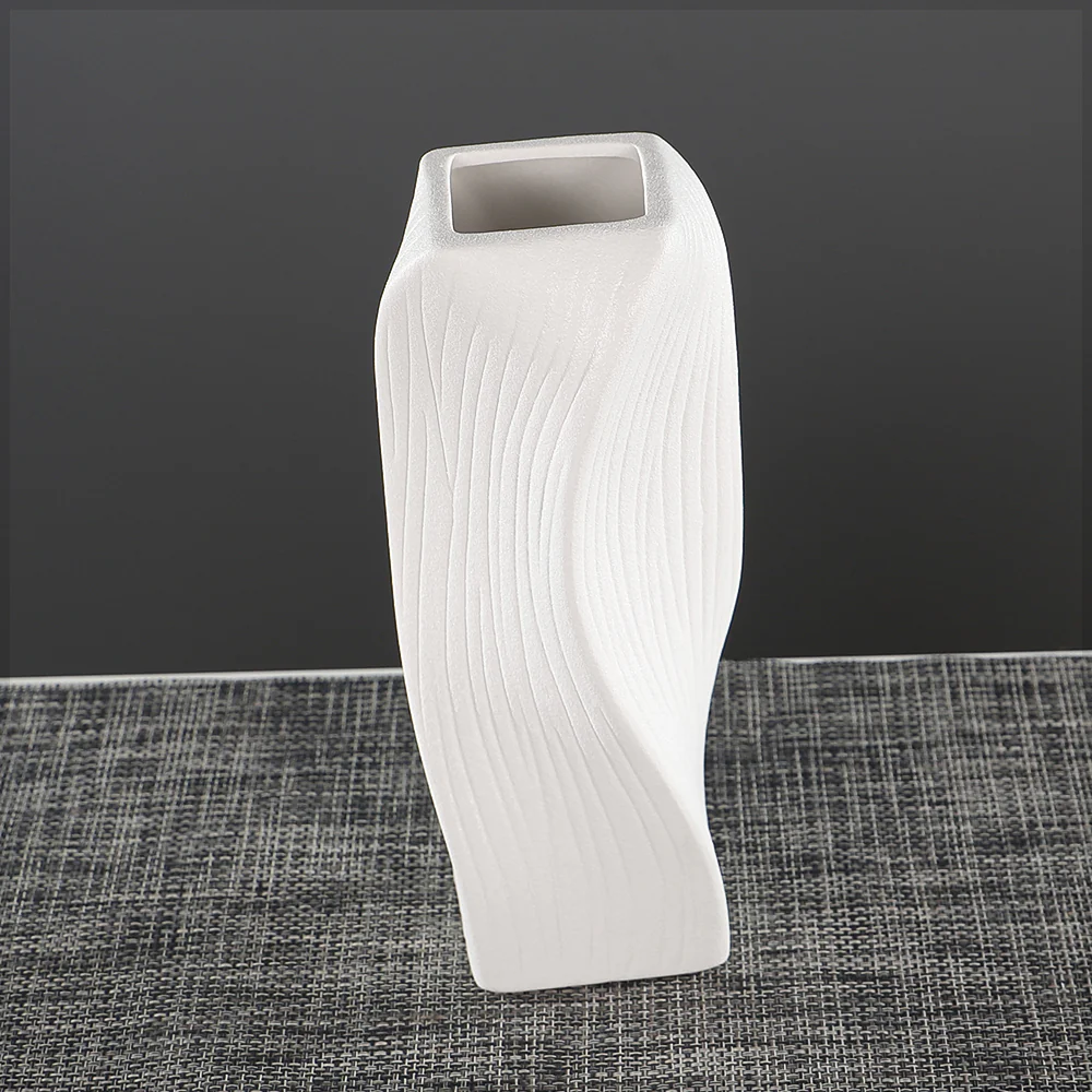 Wave-Form White Ceramic Vase