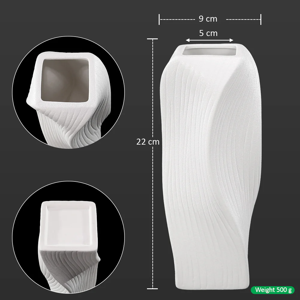 Wave-Form White Ceramic Vase - Image 2